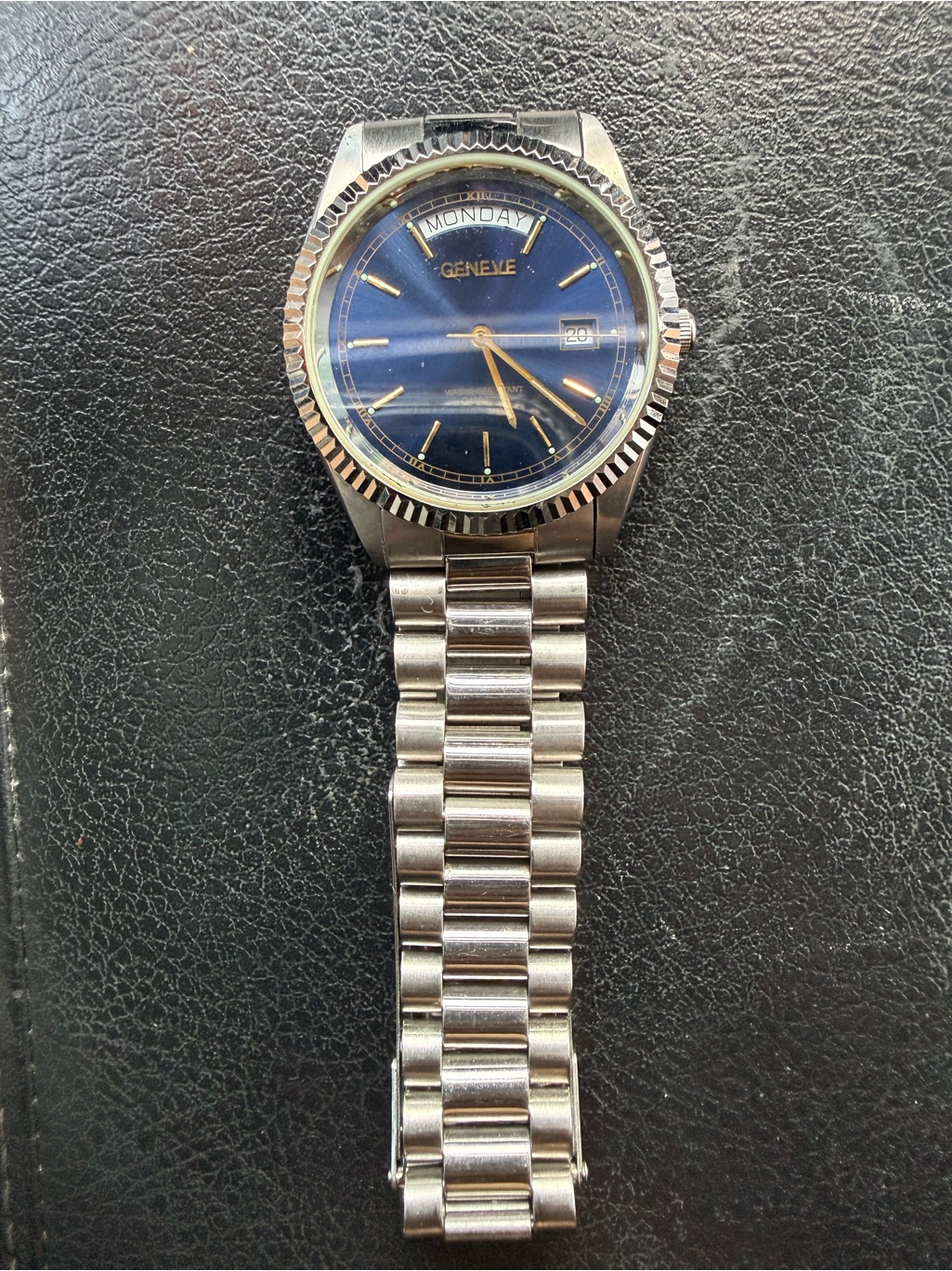 Mens Blue Dial Stainless Steel DayDate Watch